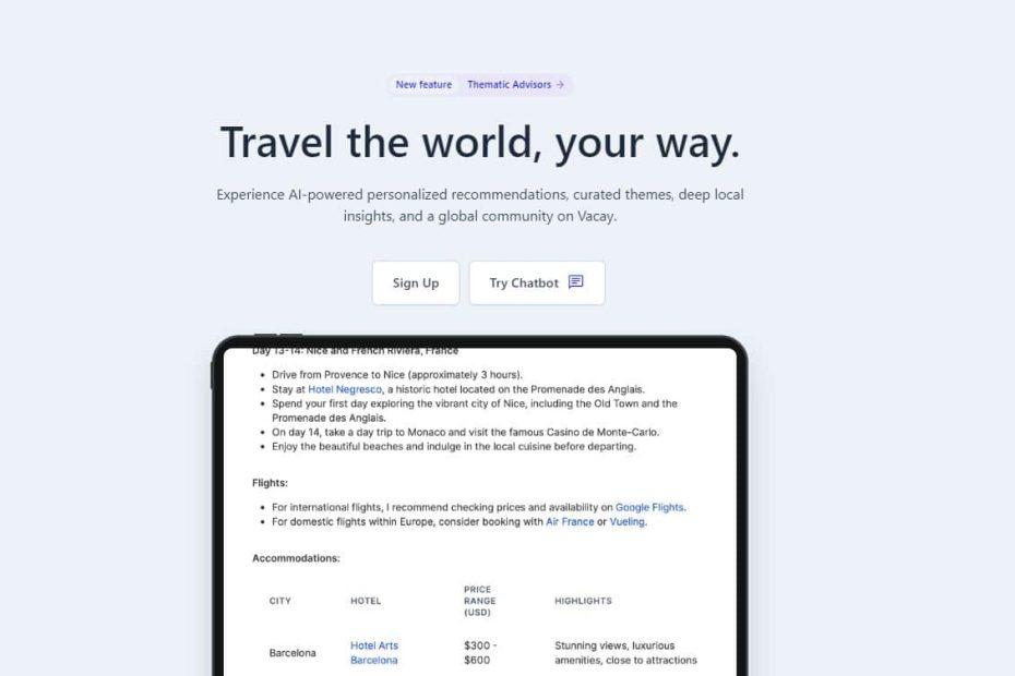 Vacay Chatbot